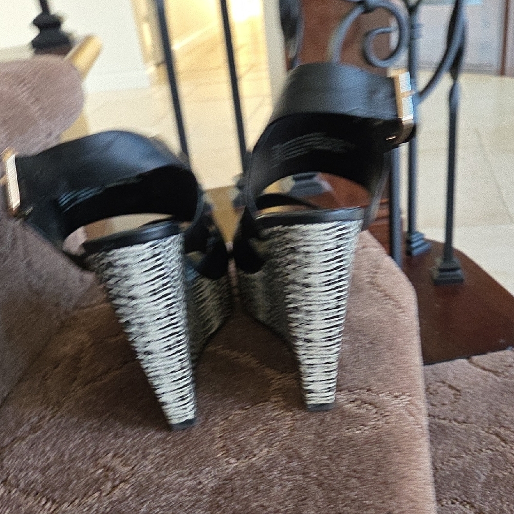 Massimo Black And Patterned Platform Sandals - image 3